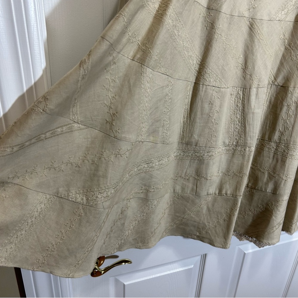 Coldwater Creek Tan Linen Cotton Skirt Size PMD - Picture 7 of 10